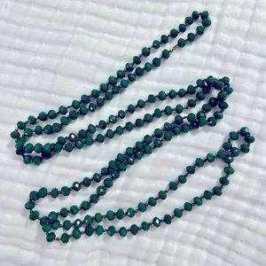 Emerald Green Sparkly Beaded 60 Inch Necklace